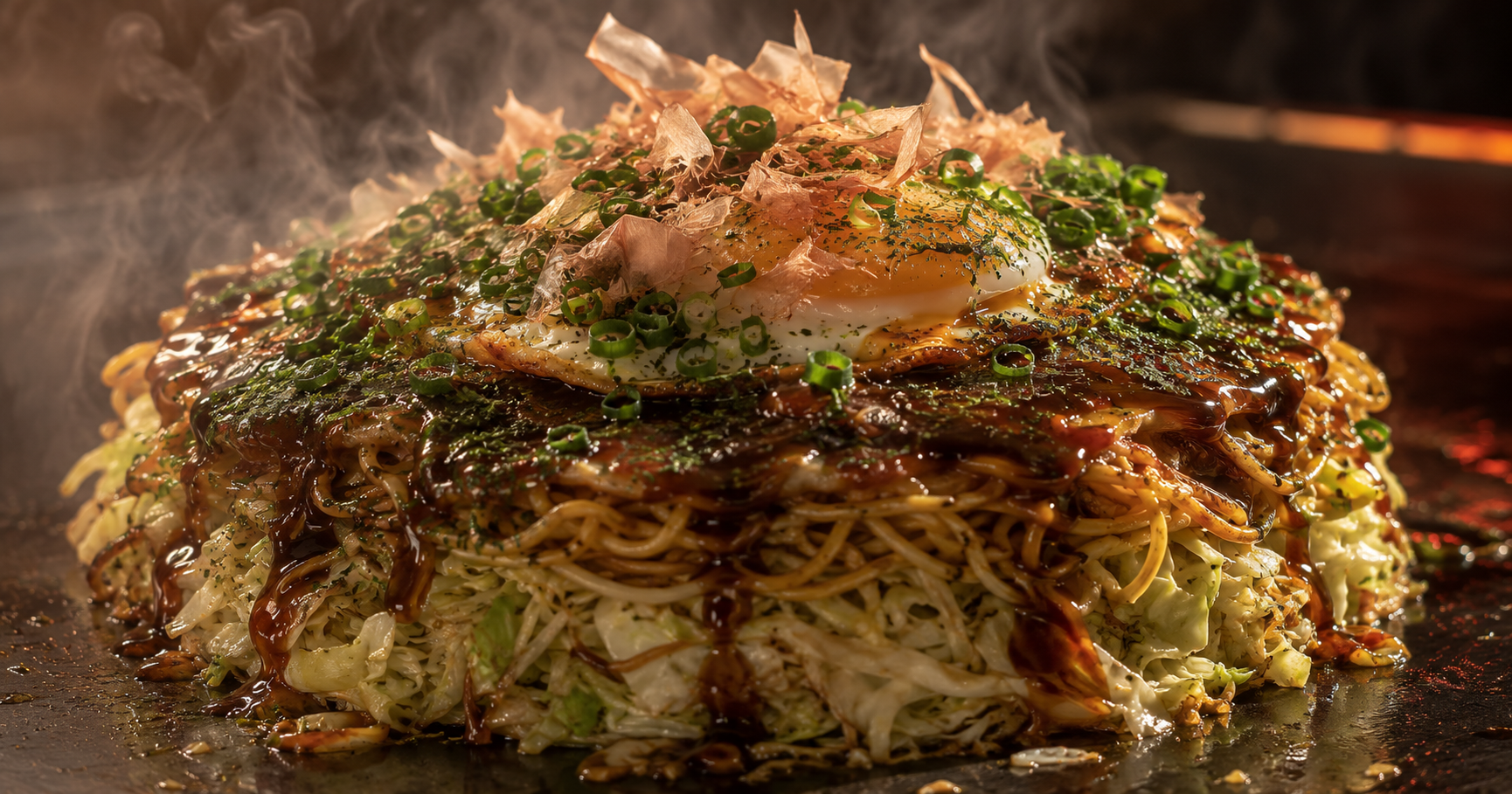 โอโคโนมิยากิฮิโรชิม่า: สถาปัตยกรรมที่ซ้อนกัน