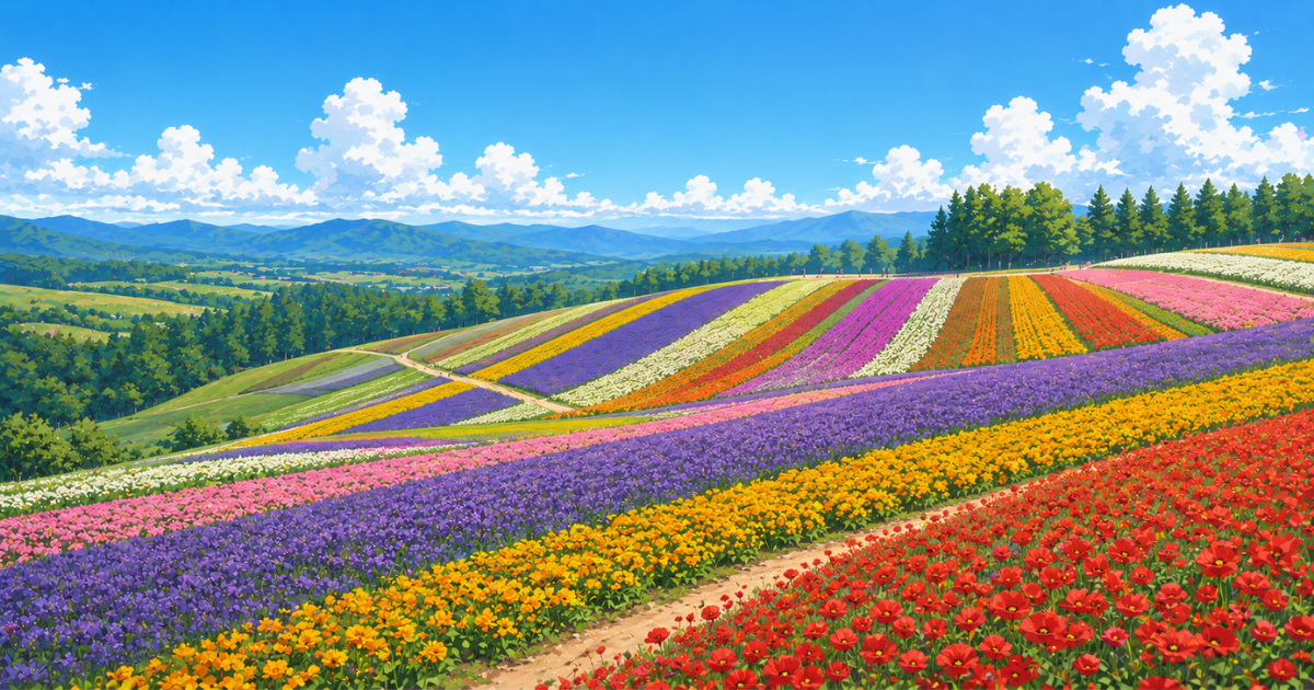 ชิกิไซโนะโอกะ เนินเขาดอกไม้เจ็ดสีเมืองบิเอ